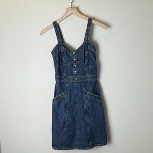 Japna Denim Jean Mini Dress with Pockets Sleeveless Size M